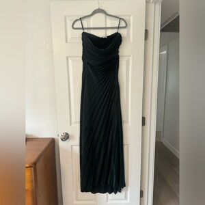 A.L.C. Strapless Black Pleated Maxi Dress